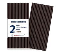 Woven Sound Wood Panels for Wall, Functionality and Durability, Enhanced Acoustic & Sound Proof Fluted Design, Versatile Wood Slat Wall Decor for Home & Office, 2 Pack Brown, 47.2x23.6 Inch