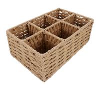 Woven Storage Basket, 6 Compartment Wicker Tea Bags Holder Countertop Rattan Sugar Packet Container Decorative Coffee Condiment Organizer Divided Basket Sundries Organizer for Shelf, Desktop, Drawer