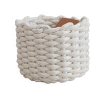 Woven Storage Basket | 7.88 Inch Tabletop Remote Control Basket | Cotton Rope Desktop Bin for School Book Shelf Bed Ownership Office Room Study Room Living Room Vanity