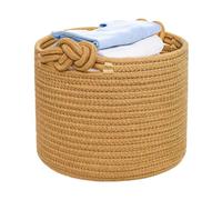 Woven Storage Basket, Cotton Rope Bin, Round Toy Organizer with Twist Handles, Small Desk Container, Nursery Storage Basket with Soft Fabric, Home Organization Bin for Shelf Closet