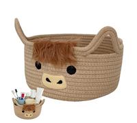 Woven Storage Basket - Cute Ear Handle Organizer Bin Decorative Fabric Container, Kids Toy Holder | Soft Foldable Durable Cotton Rope Design Spacious Multi Purpose Storage Solution for Living Room Bat