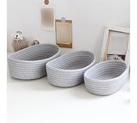 Woven Storage Basket, Gift Basket,Cat Shaped Storage Baskets,Cute Round Cotton Rope,Closet Organizer Bins, Small Woven Baskets,for Towel,Clothes,Toy,Makeup,Books,Nursery (Grey, 26x16x8cm)