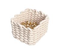 Woven Storage Basket - Rectangle Desktop Organizer For Office & Home | Woven Cotton Rope Storage Basket | Durable, Stylish Wicker For Desk Supplies, Papers, And Small Items| Cotton Rope B