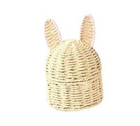 Woven Storage Basket with Bunny Ears & Lid, Easter Egg Organizer, Rustic Paper Rope Decor, Creative Ornament Holder- Pink Ear