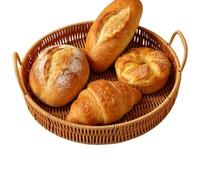 Woven Storage Baskets for Organizing, Breathable, Artificial Woven Bread Basket, Fake Rattan Fruit Vegetable EggBouquetFlowers BreadsSnacks Beach Picking Harvesting Kitchen LivingRoom Balcony