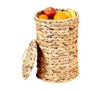 Woven Storage Organizer - 31.5x19cm Slim Basket, Water Hyacinth Waste Bin, Handcrafted Fiber Container with Covered Top | Eco Bin for Bathrooms Bedrooms Entryways Restaurants Dorms Apartments Houses
