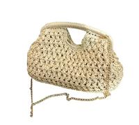 Woven Straw Clutch, Large Fashion Handbag, 12 x 8 Inches Bag with Zip