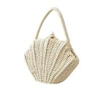 Woven Straw Pocket - Beach Lightweight Bag for Vacation - Nautical Travel Sack - Zippered Vacation Pack | Textured Theme Long Straps A, Cream coloured, Consulte la descripción