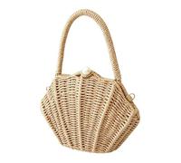 Woven Straw Pocket - Beach Lightweight Bag for Vacation - Nautical Travel Sack - Zippered Vacation Pack | Textured Theme Long Straps A, Light Brown, Consulte la descripción