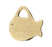 Woven Straw Purse, Fish Shape Clutch, Small Summer Handbag, Coastal Vacation Party Accessory, Lightweight Outdoor Festival Carry Bag, Fashion Gear for Weddings, Proms, Holidays, 130g