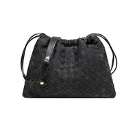 Woven Suede Shoulder Bag for Women Leather Hobo Bags Trendy Crossbody Satchel Purse Top Handle Tote Handbag, Black, M