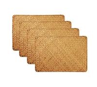 Woven Table Mats Seagrass Rectangular Rattan Placemats Natural Set of 4 Non Slip Heat Resistant Insulation for Dining Table