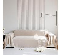 Woven Textured Chenille Throws for Sofa, Soft Sofa Throws Sofa Cover 3 Seaters Sofa Protector Living Room Decoration Sofa Throw Blanket (180X280cm, Light khaki)
