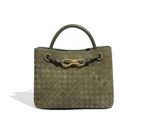 Woven Tote Bag for Women Leather Shoulder Handbag Designer Top Handle Purses, Suede-olive Green