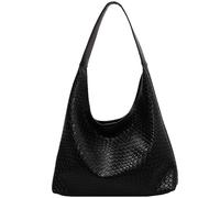 Woven Tote Bag for Women, Top-handle Woven Purse Large Capacity Woven Leather Bag Waterproof Soft Women's Totes for Dating, Travel, Work Black Vegan Leather Tote Woven Leather Bag Woven Purse Leather