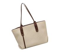 Woven Tote Bag - Leather 40cm Spacious Folding Handbag Handbags Shoulder Shopping Work Travel Pool Vacation | Durable Gift Women Premium Casual Fashion Bag Daily Use, Bee White, se beskrivning