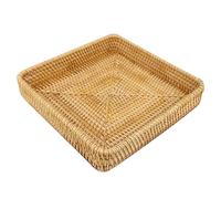 Woven Tray, Multi Purpose Rattan Serving Tray Tabletop Organization Lightweight Snack Storage Basket for Kitchen Fruit Dessert (M(59cm / 23.2in Long))