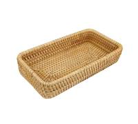 Woven Tray, Multi Purpose Rattan Serving Tray Tabletop Organization Lightweight Snack Storage Basket for Kitchen Fruit Dessert (S 50x70x6.5cm)