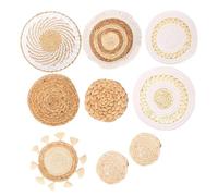 Woven Wall Art Decor, Hand Woven Farmhouse Pieces, 9 Piece Boho Wall Baskets Set, Rustic Home Hanging Decorations, Elegant Accent Display, PA