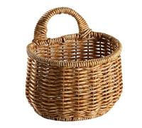 Woven Wall Basket | 6.02 Inch Hanging Fruit Baskets | Wall Hanging Basket | Style Your Space, Imitation Rattan Boho Organizer For Kitchen Windowsill, Desk, Hotel Corridor
