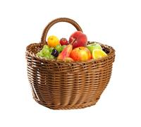 Woven Wall Basket - Vintage Style Hand Woven Single Handle Open Storage Container Lightweight Hanging Shape | Kitchen Hallway Garden Wedding Party Hotel Home Tool Display Arrangement