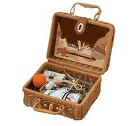 Woven Wicker Storage Bins - Bamboo 40G Woven Storage Basket Handmade Weaving Box Decorative Storage Pouch Natural Bamboo With Handle | Anni Party Supplies