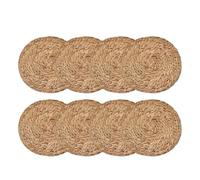 Woven Wicker Table Place Mats 8Pcs Pot Mats Handwoven Rattan Placemats Round Heat Insulation Natural Woven Table For Dining Home Wedding Decor