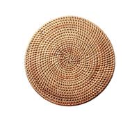Woven Wicker Table Place Mats Cup Mat Round Natural Rattan Heat-Resistant Pad Hand Woven Hot Insulation Placemats Table Padding Kitchen Decoration Accessories(22cm)