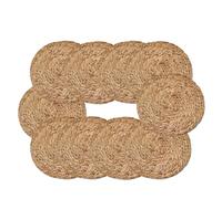 Woven Wicker Table Place Mats Woven Placemats 30cm Round Rattan Coaster Natural Water Hyacinth Mats Handmade Weave Place Pads for Dining Table Home Outdoor(10pcs)