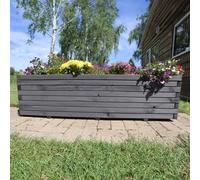 Woven Wood 1.2m Grey Pine Raised Trough Planter Woven Wood Grey