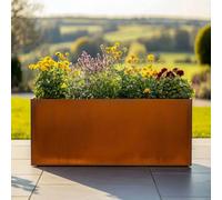 Woven Wood 100Cm Corten Steel Trough Planter - Pre-Rusted