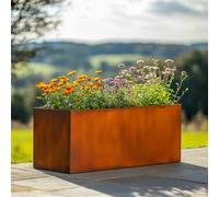 Woven Wood 100Cm Corten Steel Trough Planter - Pre-Rusted