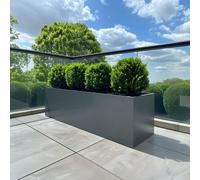 Woven Wood 100Cm Zinc Galvanised Matte Grey Trough Planter