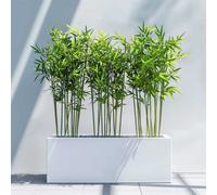 Woven Wood 100Cm Zinc Galvanised Matte White Trough Planter
