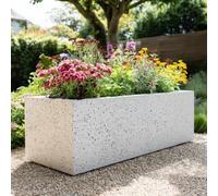 Woven Wood 100Cm Zinc Galvanised White Stone Textured Trough Planter