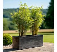 Woven Wood 100Cm Zinc Hand Finished Brushed Black & Silver Trough Planter