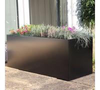 Woven Wood 100Cm Zinc Matte Black Trough Planter