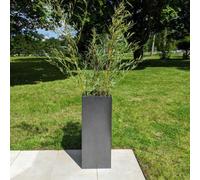 Woven Wood 100Cm Zinc Silver & Black Textured Tall Square Planter