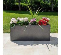 Woven Wood 100cm Zinc Silver & Black Textured Trough Planter Woven Wood Black
