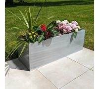 Woven Wood 120Cm Zinc Galvanised Silver Trough Planter