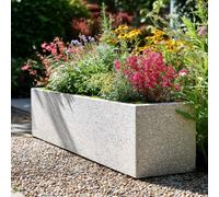 Woven Wood 120Cm Zinc Galvanised Whitestone Effect Trough Planter