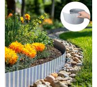 Woven Wood 25m - 5 Rolls Galvanised Metal Heavy Duty Lawn Edging Roll - Wavy - 16.5cm Height in Silver Woven Wood Silver