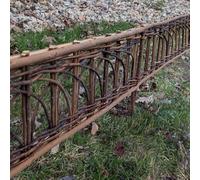 Woven Wood 2m - 2 Pieces Lattice Weave Willow Lawn Edging - 18.5cm Height in Natural Woven Wood Natural