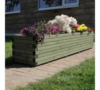 Woven Wood 2M Sage Green Pine Raised Wooden Trough Planter