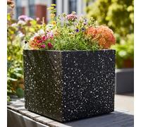 Woven Wood 40Cm Zinc Galvanised Blackstone Effect Square Planter