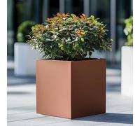 Woven Wood 40cm Zinc Galvanised Copper Square Planter Woven Wood Copper