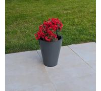 Woven Wood 40cm Zinc Matte Grey Cone Planter Woven Wood Grey