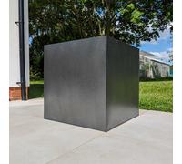 Woven Wood 40Cm Zinc Silver & Black Textured Square Planter