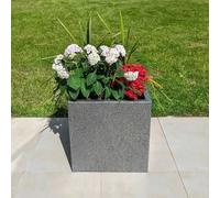 Woven Wood 40cm Zinc Silver & Black Textured Square Planter Woven Wood Black