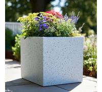 Woven Wood 50Cm Zinc Galvanised Greystone Effect Square Planter